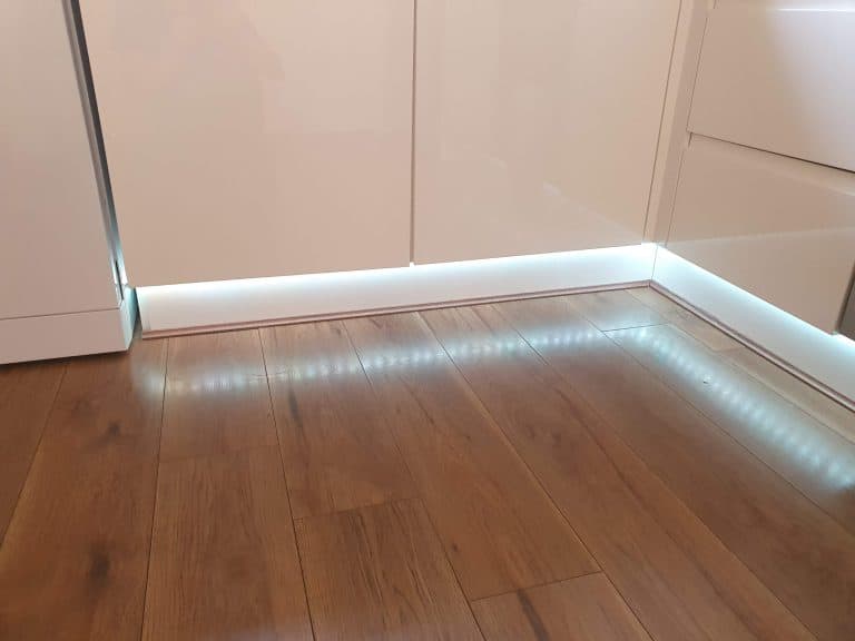 A smart ZigBee based LED light strip mouned below my kitchen cabinets