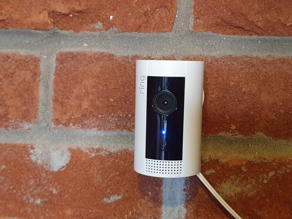 Front view of a wall mounted Ring Indoor Cam