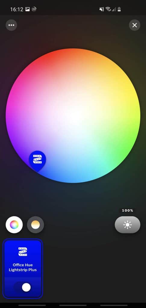 Setting the color of a full RGB lightstrip within the Philips Hue app