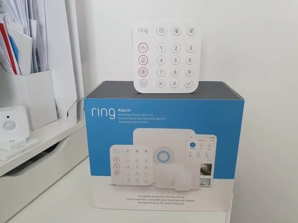 The box and keypad for my Ring Alarm system