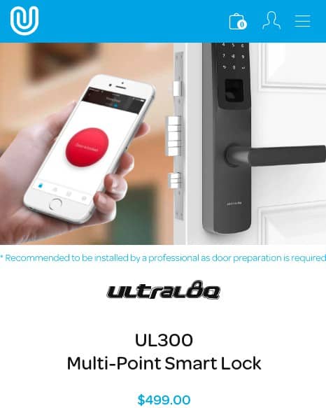 The Ultraloq multi point smart lock website screenshot