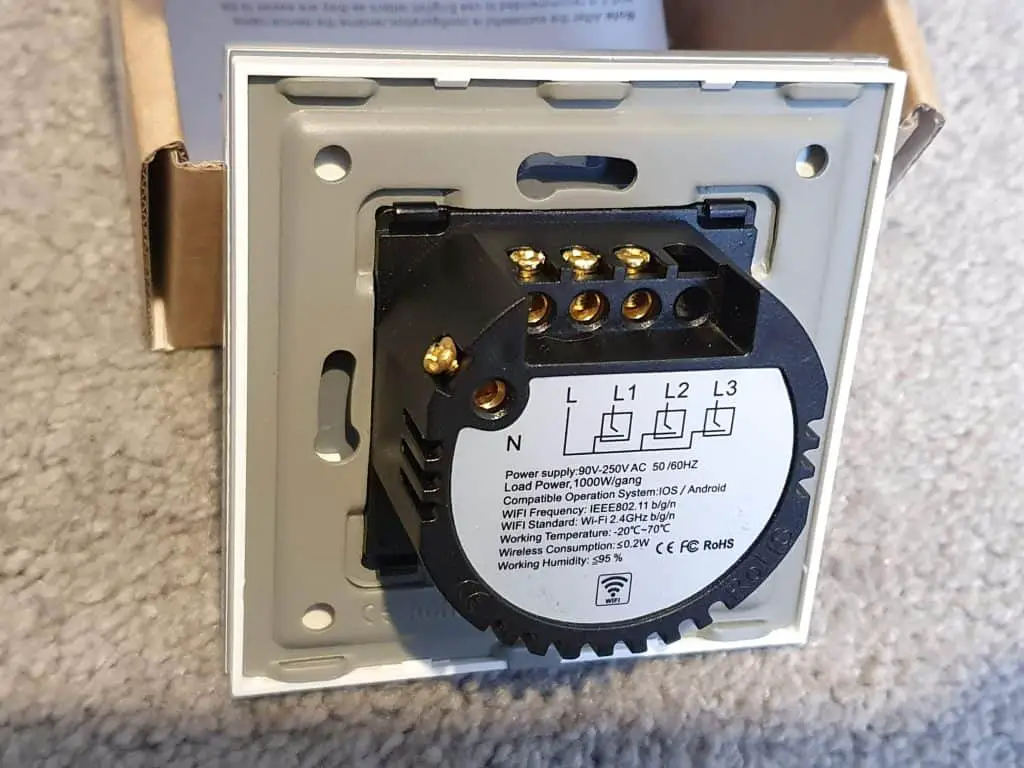 The back of a smart light switch