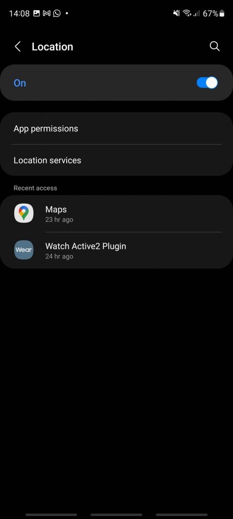 Turning on GPS location under the Android settings menu