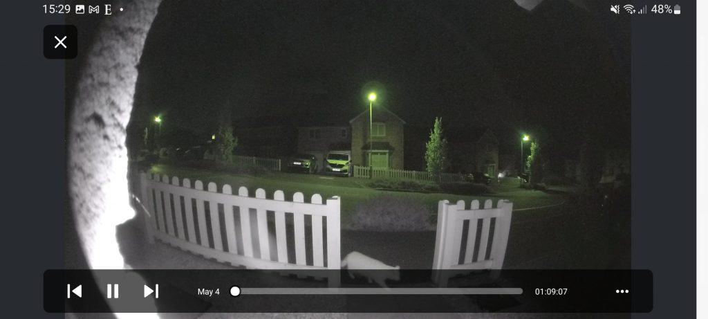 Looking at Ring Doorbell footage in the Ring app of a cat passing nearby