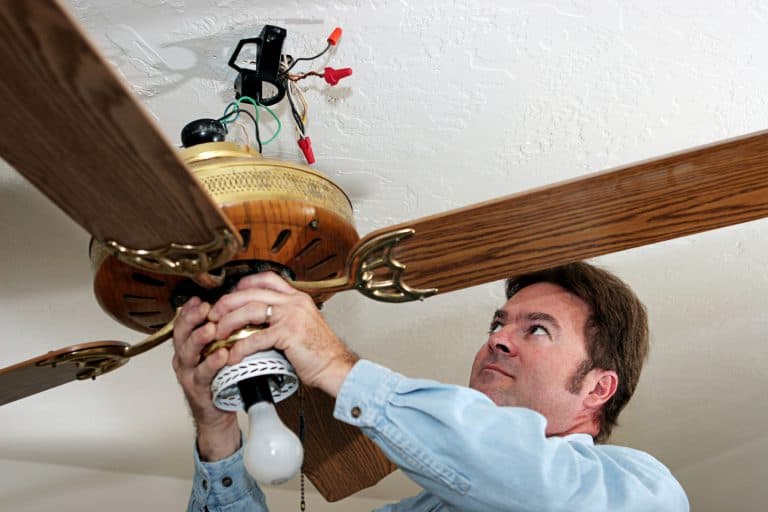 Taking down a ceiling fan with a normal bulb in it