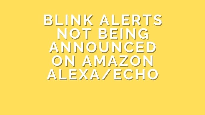 Blink Alerts Not Being Announced On Amazon AlexaEcho